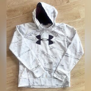 Under Armour White and Grey Hoodie with Dark Purple Logo